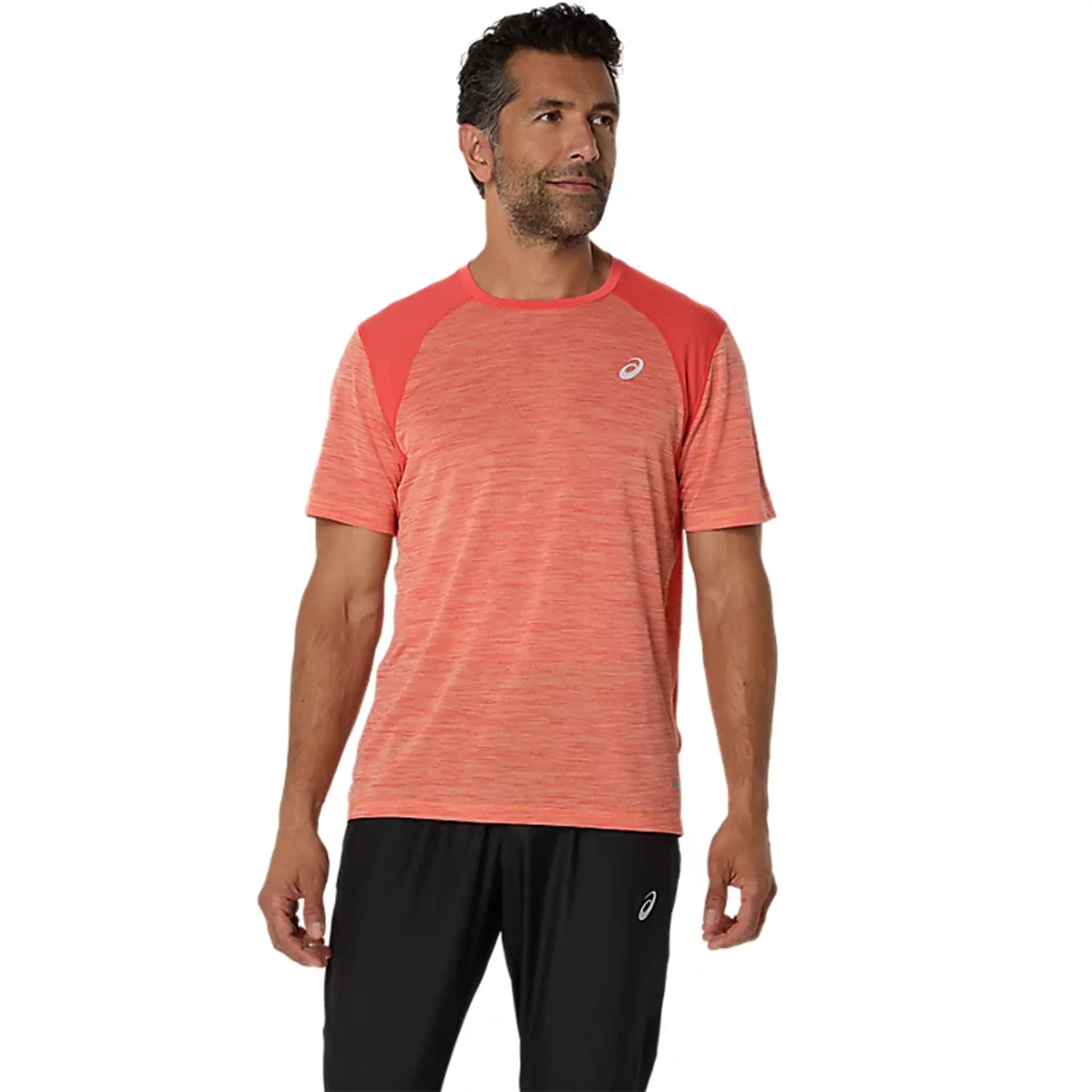 Front View of ASICS Road Coral Reef Mojave T Shirt 2011C992-700